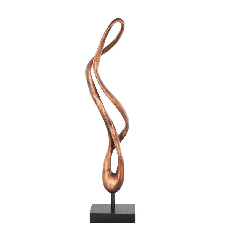 Bronze Polystone Abstract Abstract Decorative Sculpture with Rectangle Black Base