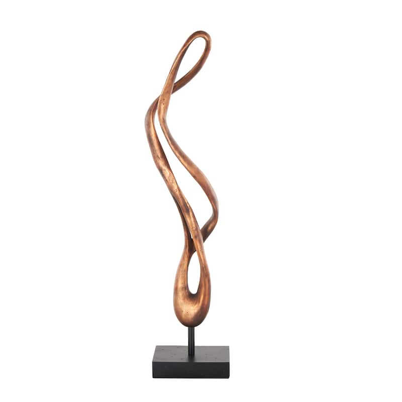 Bronze Polystone Handmade Abstract Abstract Decorative Sculpture with Rectangle Black Base