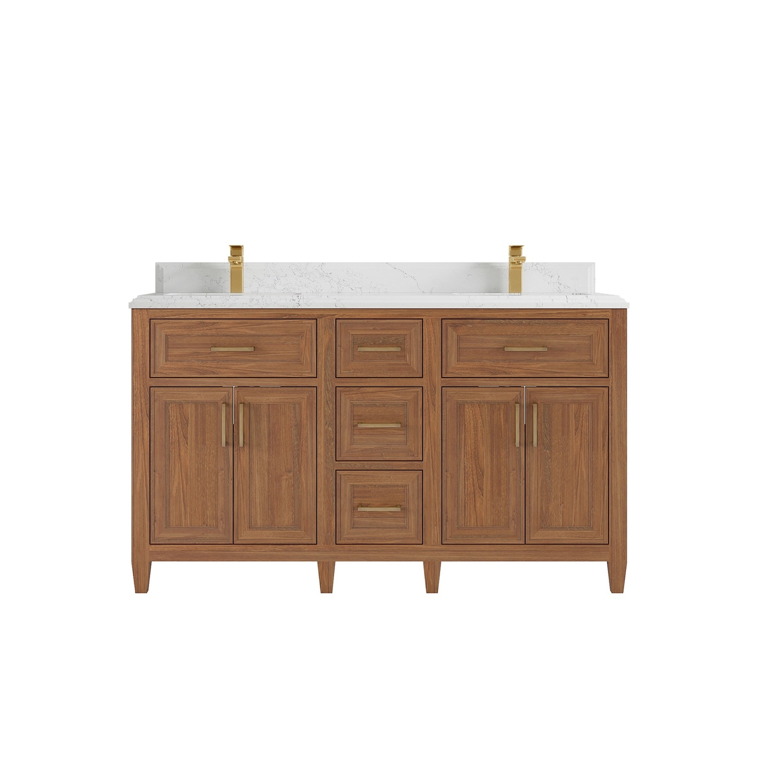 Willow Collections 60 in. W x 22 in. D Santa Monica Teak Double Sink Bathroom Vanity with Countertop