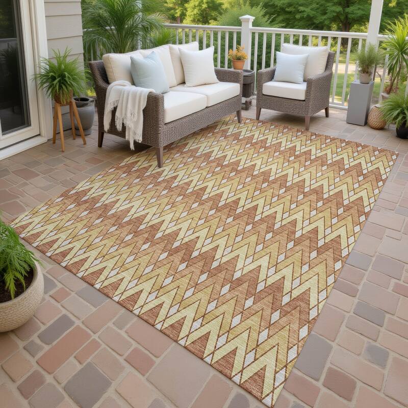 Machine Washable Indoor/ Outdoor Modern Baxter Chantille Rug - Paprika - 3' x 5'