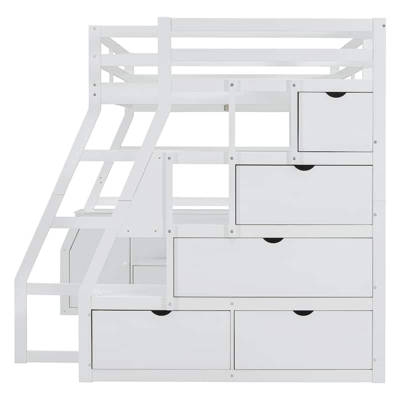 Full Size Loft Bed with 7 Drawers, 2 Shelves & Desk