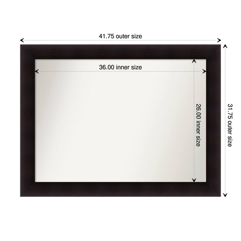 Portico Espresso Framed Non-Beveled Custom Wall Mirror, Bathroom Vanity Mirror - Outer Size: 41.75 x 31.75