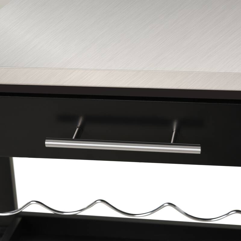 Removable Kitchen Storage Cart with Drawers, Buffet Cabinet with 5 Bottles Wine Bottle Rack, Simple Wine Bakers Rack