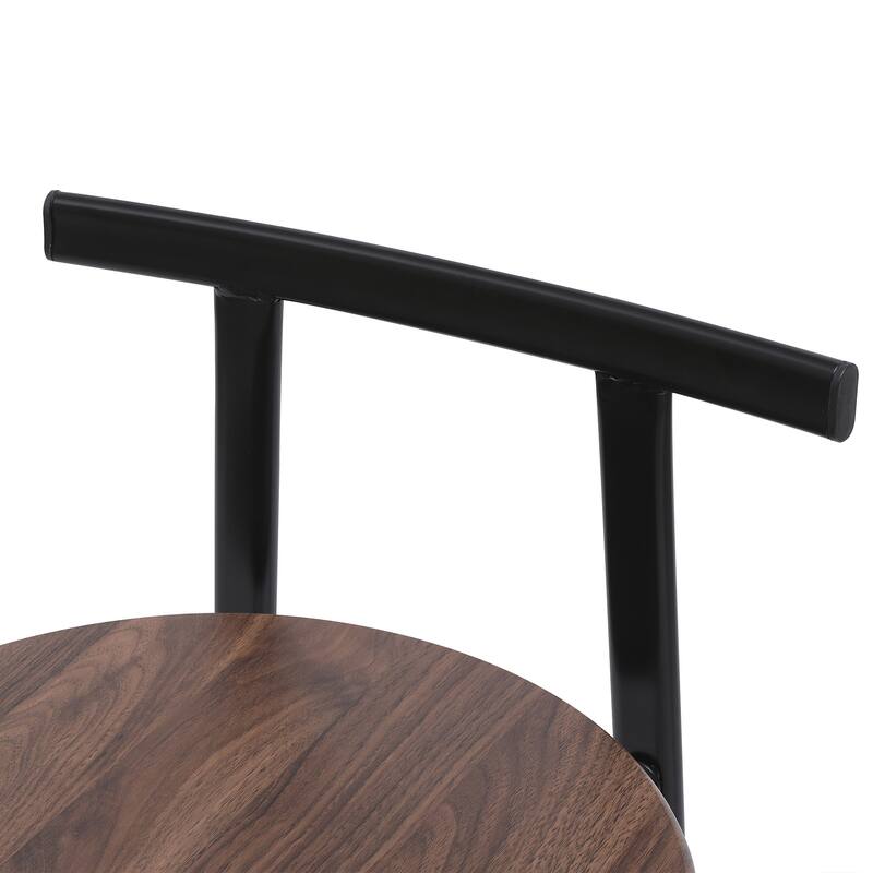 27''H Barstool Set of 3 Wooden Round Bar Stools with Footrest, Easy Assembly, for Dining Room, Kitchen