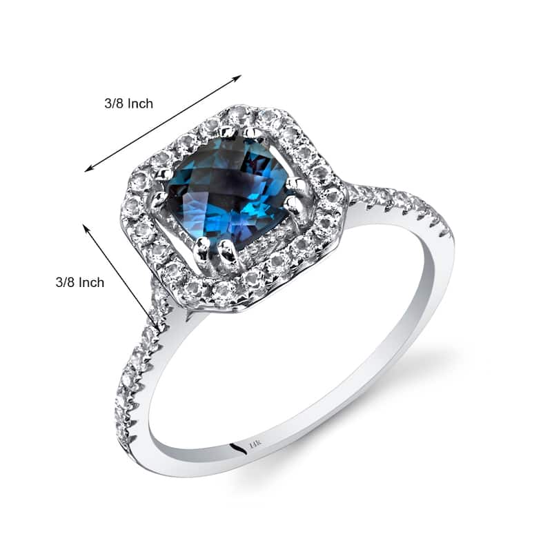 14k White Gold 1.38ct Created Alexandrite and White Topaz Ring