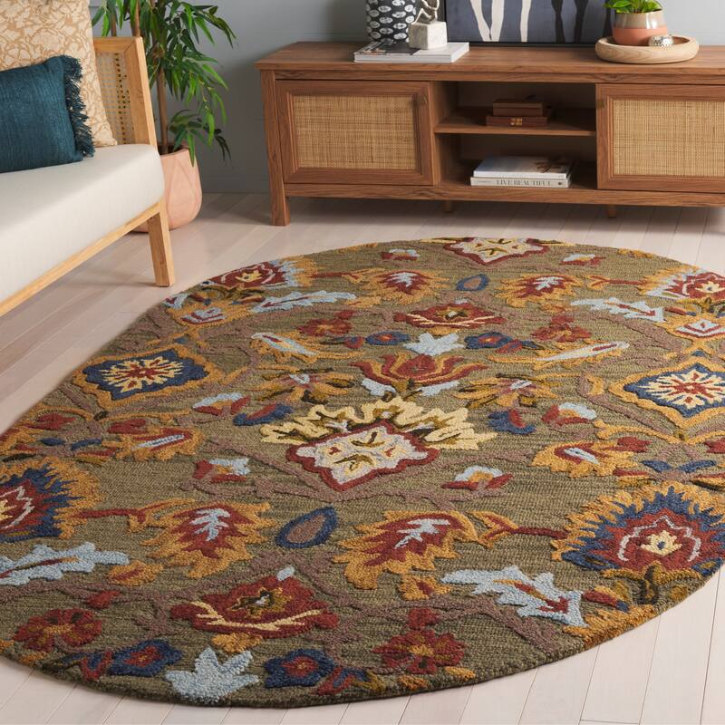 SAFAVIEH, Handmade Marietje Blossom French Country Wool Area Rug