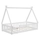 preview thumbnail 8 of 6, Modern Twin Size Pine Wood Tent-Shaped Floor Bed Frame with Guardrails, Slats, Door, No Need Spring Box