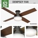 preview thumbnail 8 of 22, Hunter 52" Dempsey Flush Mount Ceiling Fan w/ LED Light Kit, Handheld Remote - Contemporary, Transitional - Low Profile