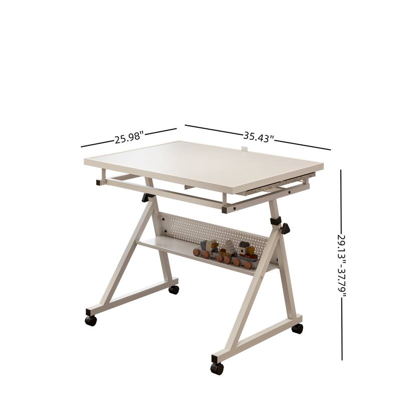 Tiltable Puzzle Table with Trays and Lockable Wheelsa