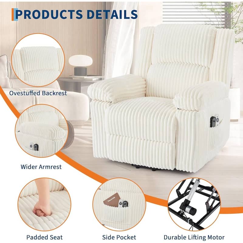 Electric Power Lift Recliner Sofa Chair, Heat and Massage for Living Room, Bedroom