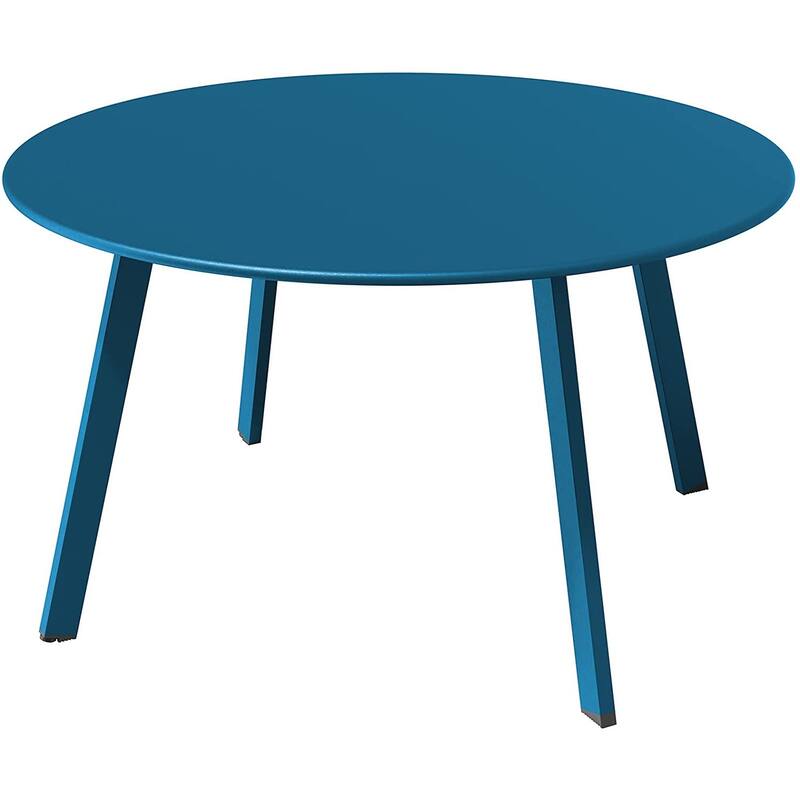 Patio Round Steel Patio Coffee Table, Weather Resistant Outdoor Large Side Table