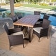 preview thumbnail 5 of 19, Torrens Outdoor Wicker/ Acacia Wood 7-piece Dining Set by Christopher Knight Home