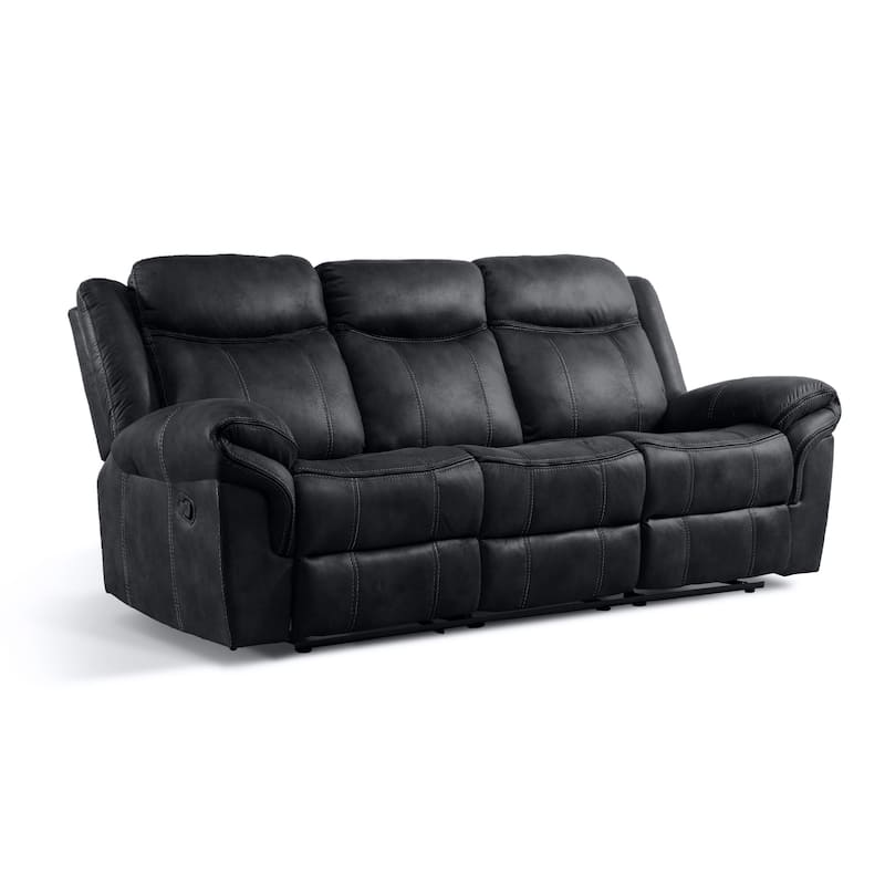 Verne Modern Leather Manual Reclining Sofa with Flip Down Cup Holders