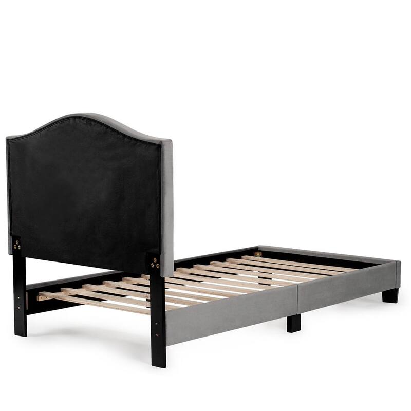Poundex Platform Nailhead Trim Frame Twin Bed