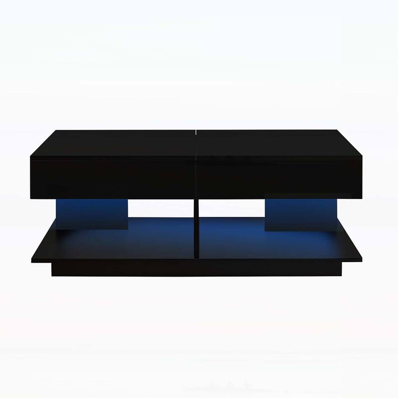 Coffee Table with Concealed Storage and Smart Lighting,for Enhancing Living Room Utility and Ambiance