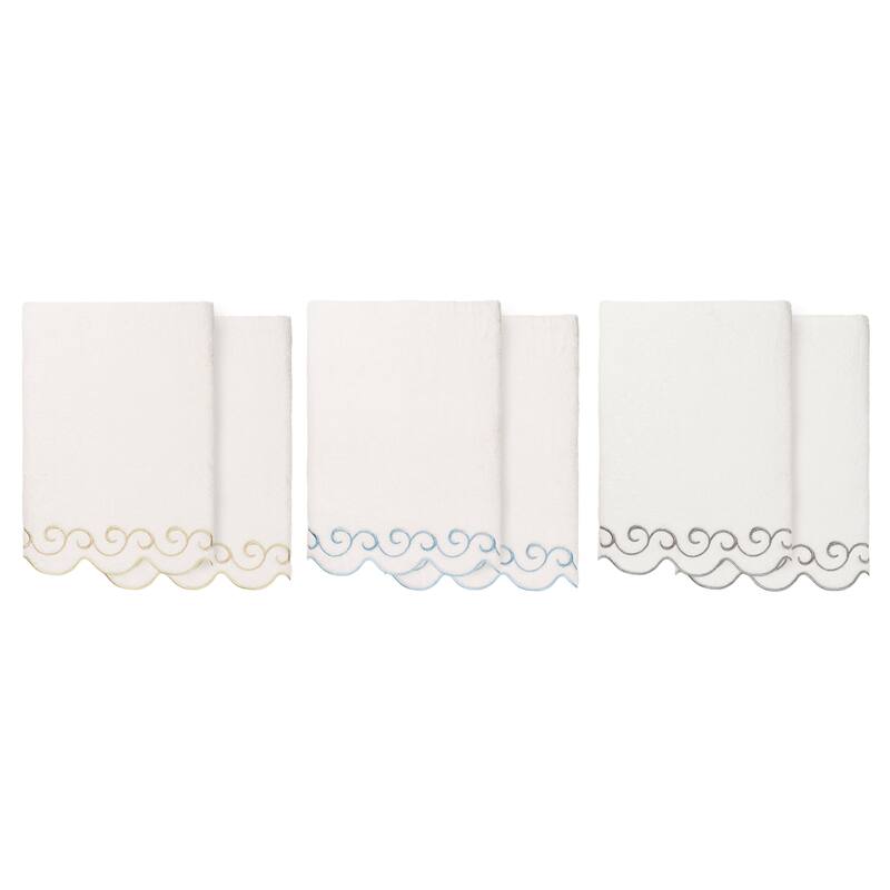 Authentic Hotel and Spa 100% Turkish Cotton SIMPLICITY Scallop Embellished Towel Collection