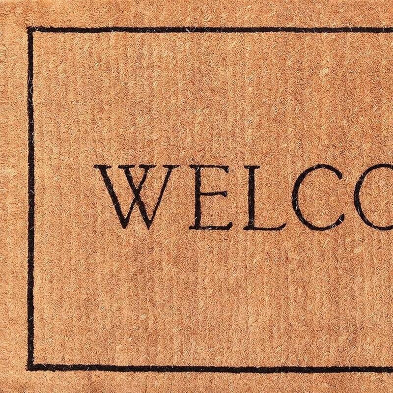 HomeRoots 18" X 30" Natural And Black Coir Welcome Outdoor Door Mat - 18' X '30