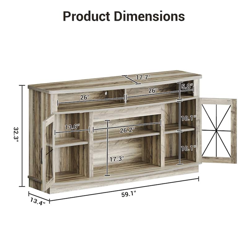 Farmhouse TV Stand for TVs up to 65'', TV Stands Console Table for Living Room