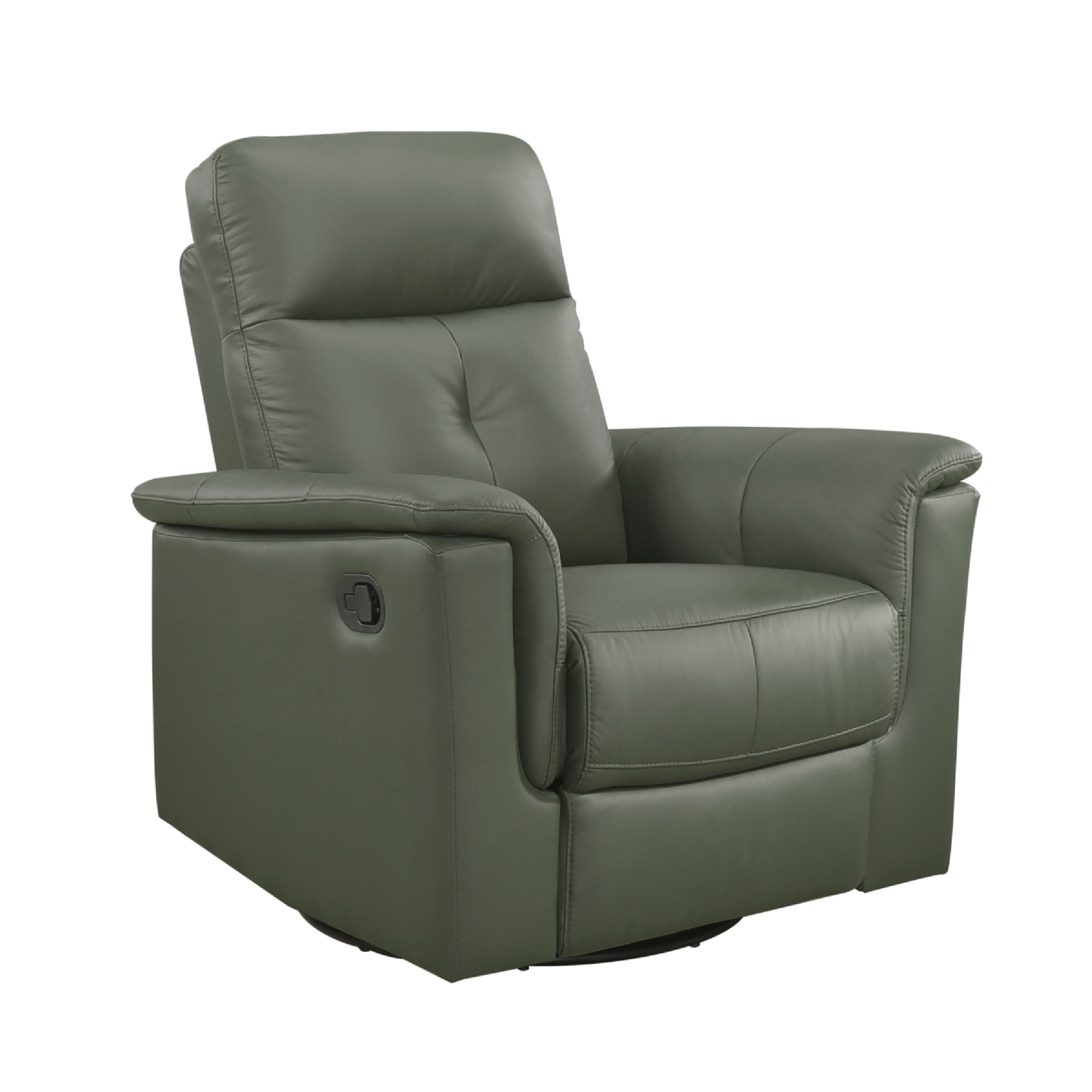 Rem Swivel Glider Manual Reclining Chair, Green Top Grain Leather