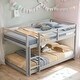 preview thumbnail 1 of 61, Stylish Twin Over Twin Floor Bunk Bed with Low Height Design for Kids' Safety, Spacious Grey Pine Wood Construction Gray