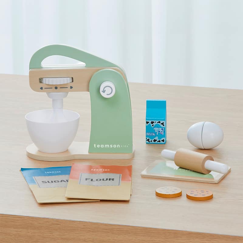 Teamson Kids - Little Chef Frankfurt Wooden Mixer play kitchen accessories - Green