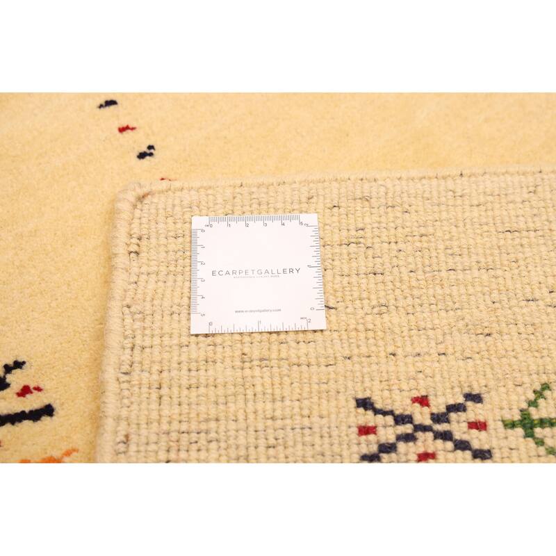 ECARPETGALLERY Hand Loomed Kashkuli Gabbeh Light Yellow Wool Rug - 3'11 x 5'8