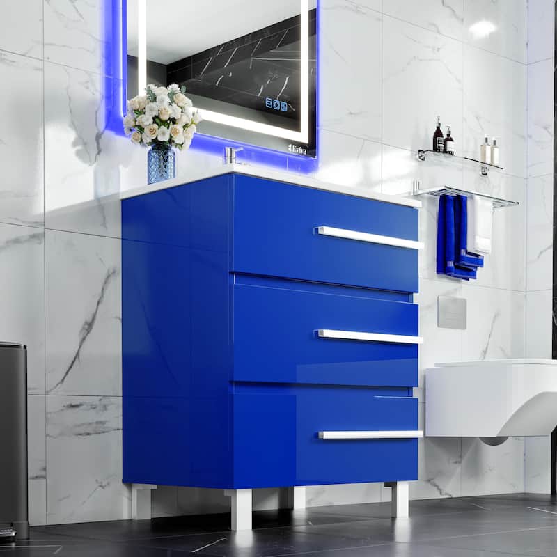 Eviva Deluxe 32"W Bath Vanity with WH Porcelain Integrated Sink