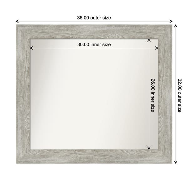 dimension image slide 10 of 113, Dove Greywash Framed Non-Beveled Custom Wall Mirror, Bathroom Vanity Mirror