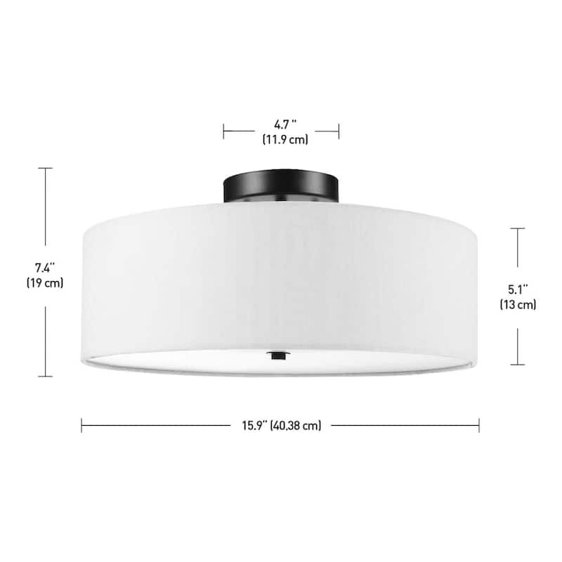 Globe Electric Kyle 2 Light 16" Wide Semi-Flush Drum Ceiling Fixture