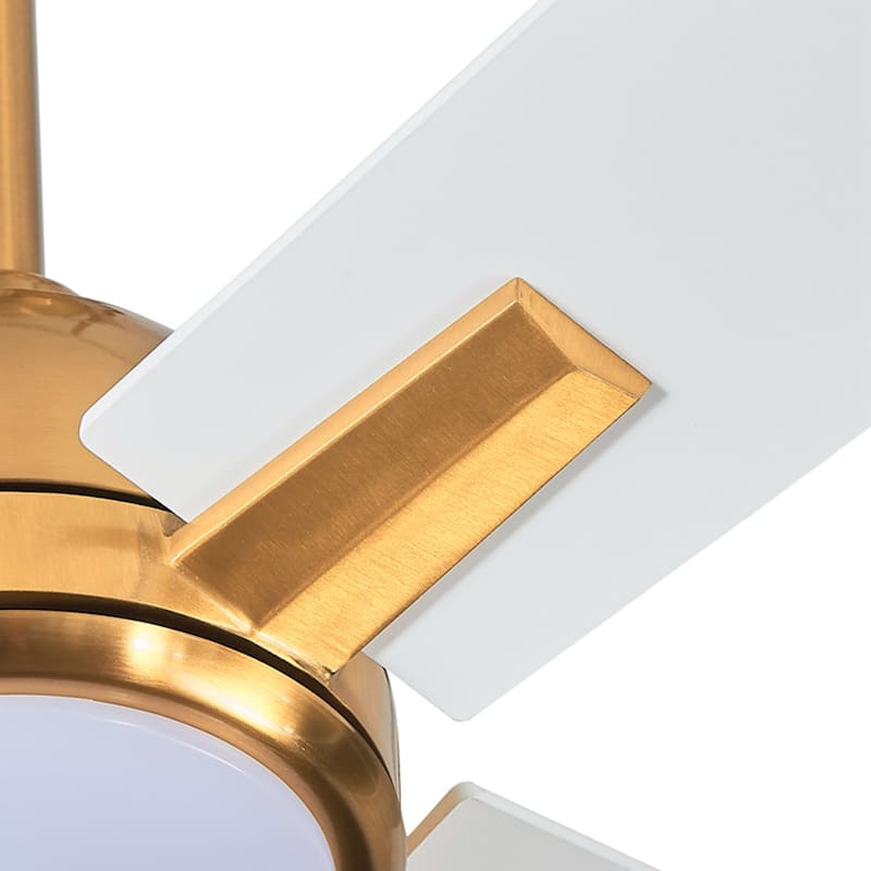 48" 4-Blade Modern White and Gold Ceiling Fan with Light