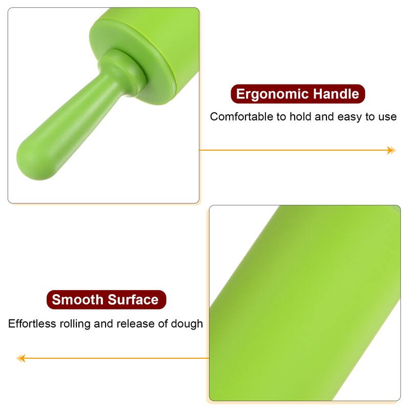Silicone Rolling Pins for Baking 23.5cm x 4.2cm Red & Green - Red & Green