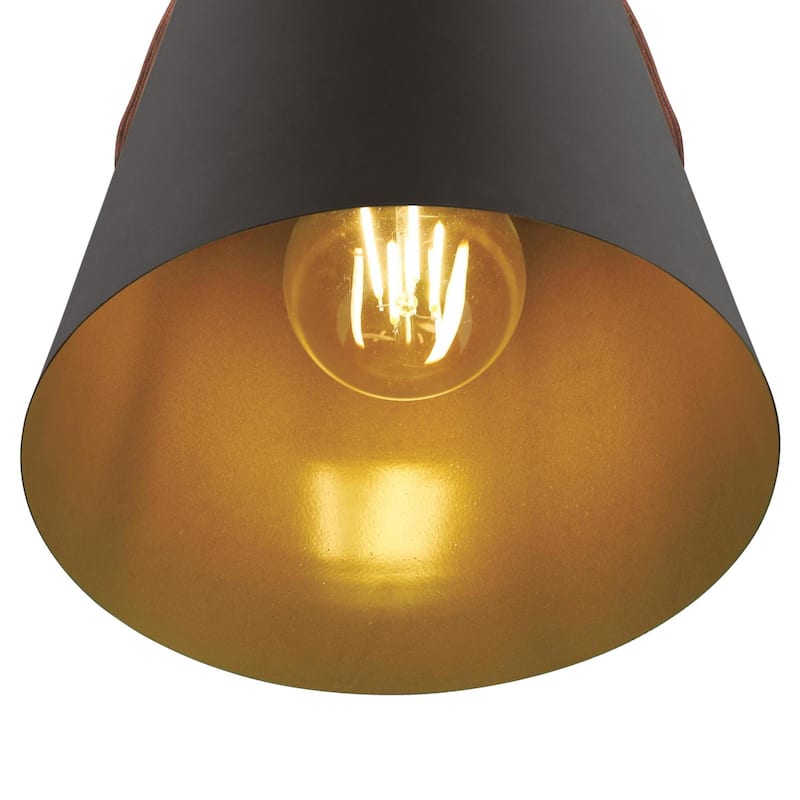 Westinghouse Lighting Pasco One Light Indoor Mini Pendant, Black-Bronze Finish with Leather Strap - 1-Light