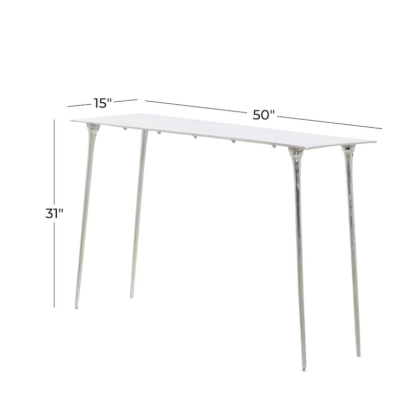 Aluminum Metal Console Table - Silver - Roche River Decor - 15"Wx50"Lx31"H