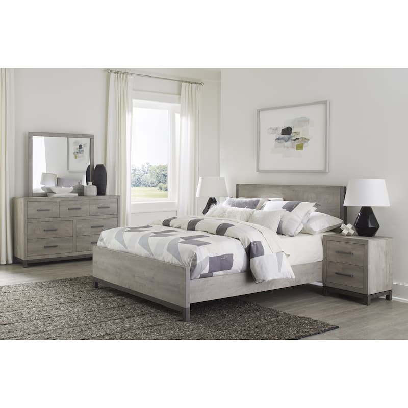Queen Size Bed with Light Gray Finish, Premium Melamine Board, Stylish Bedroom Furniture