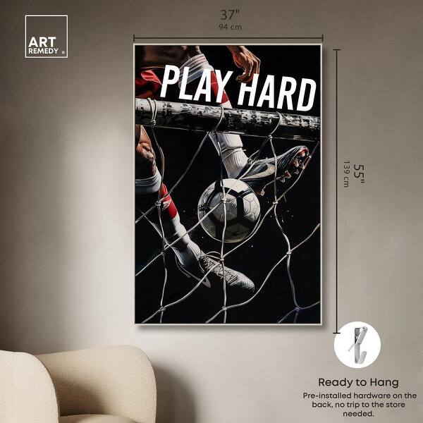 dimension image slide 5 of 24, Play Hard Soccer Canvas Mancave Art by Art Remedy