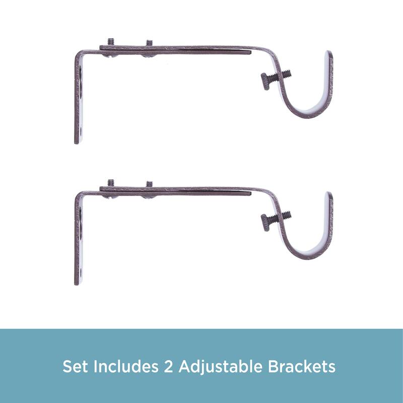 Kenney® 3/4" Adjustable 4.5-6.125" Curtain Rod Mounting Brackets, Set of 2, Black