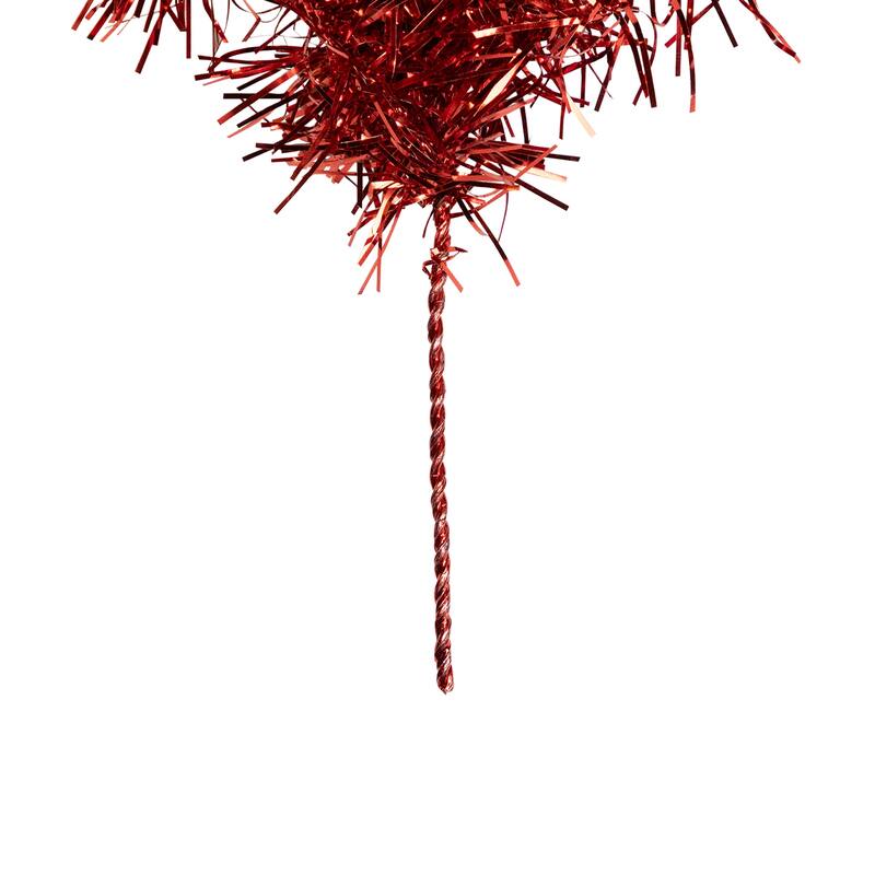 Pre-Lit Tinsel Artificial Christmas Garland - 9' x 8" - Red - Clear Lights