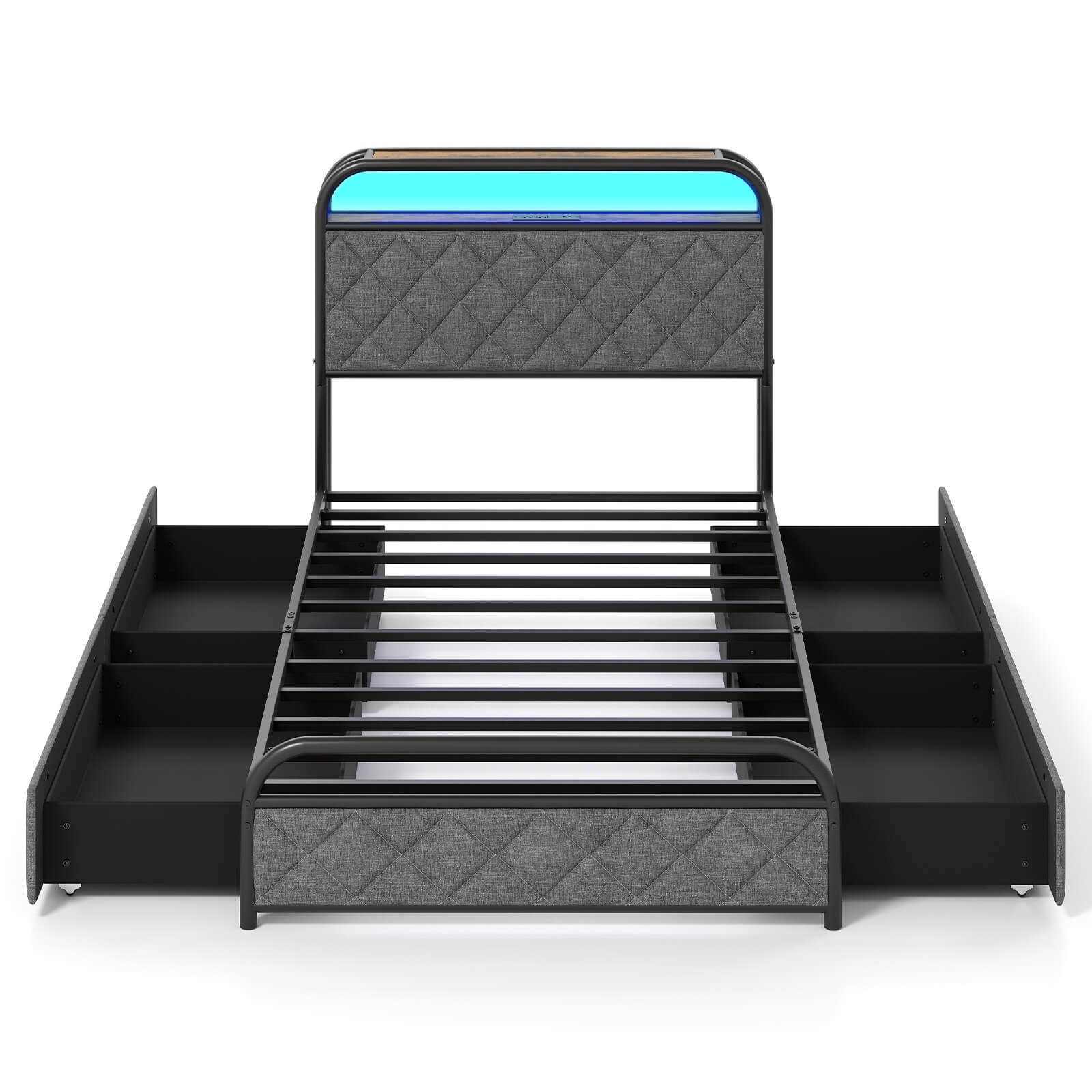 Costway Twin/Full/Queen Size Bed Frame with LED Lights & Charging