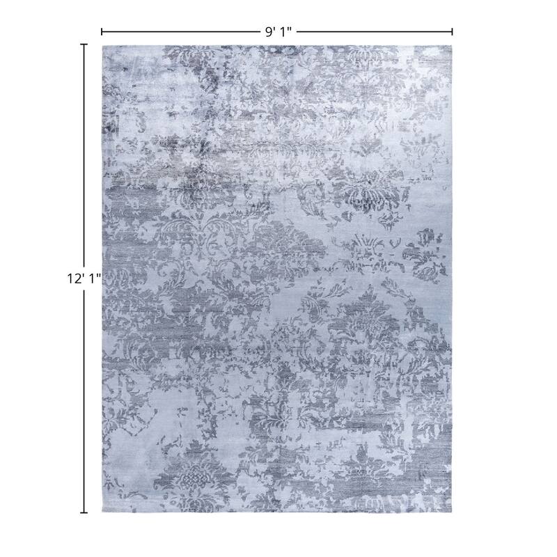 Modern One-of-a-Kind Hand-Knotted Area Rug - Ivory, 9' 1" x 12' 1" - 9' 1" x 12' 1"