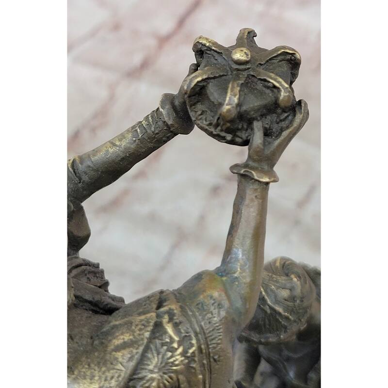 Bronze Coronation Sculpture – Medieval King Crowning Queen Statue On Marble Base