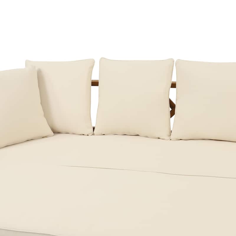 Long Beach Outdoor Extendable Acacia Wood Daybed Sofa by Christopher Knight Home