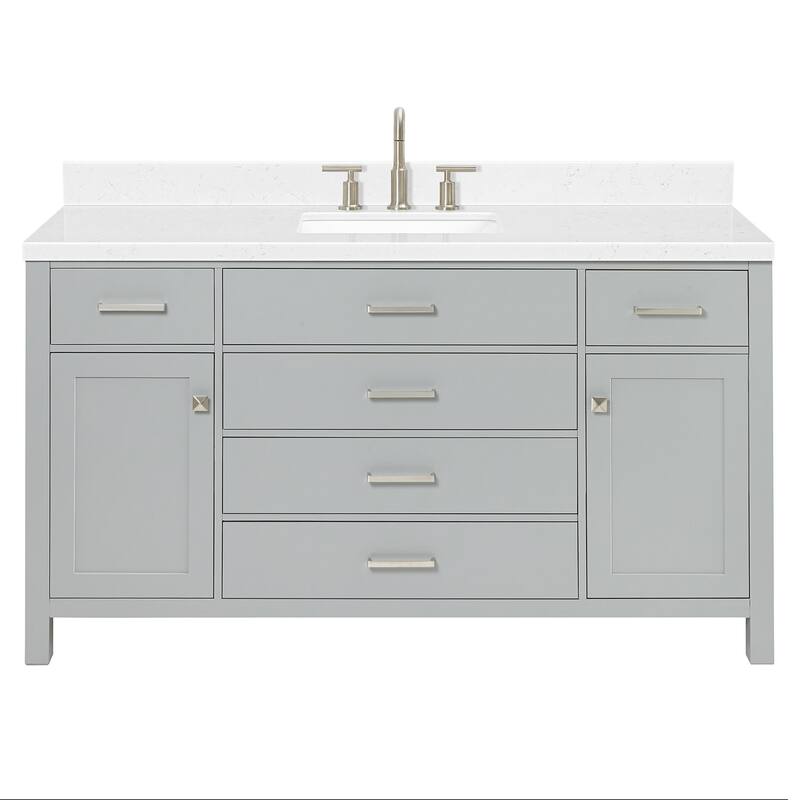 Ariel H060SCQRVO Bristol 60" Free Standing Single Basin Vanity Set - Grey