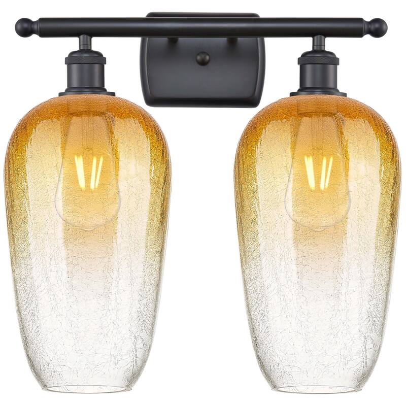 Innovations Lighting Endless Possibilities Ballston - Brookhaven Flute - 2 Light 17" Bath Vanity Light - Matte Black/Amber