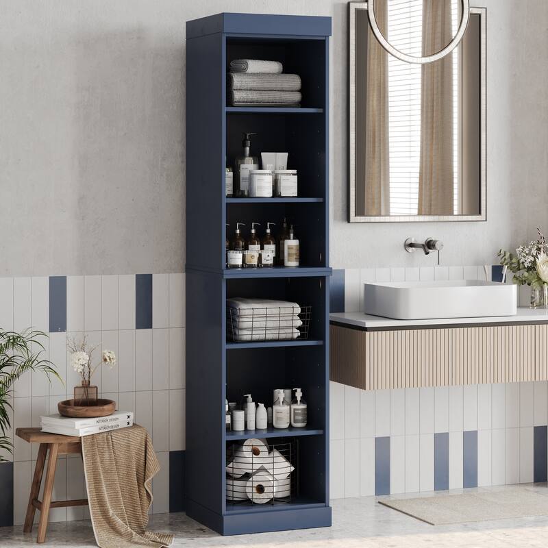 100% Solid Wood 16.5" Bathroom Cabinet with Optional Doors by Palace Imports - Antique Blue-No Doors
