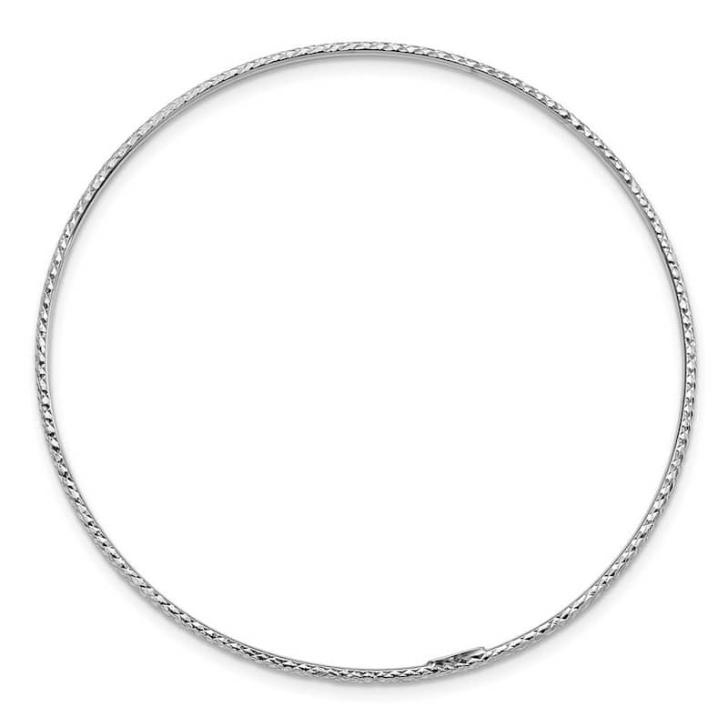 Curata 14k White Gold 8" 1.5" Textured Thin Slip-on Stackable Bangle Bracelet