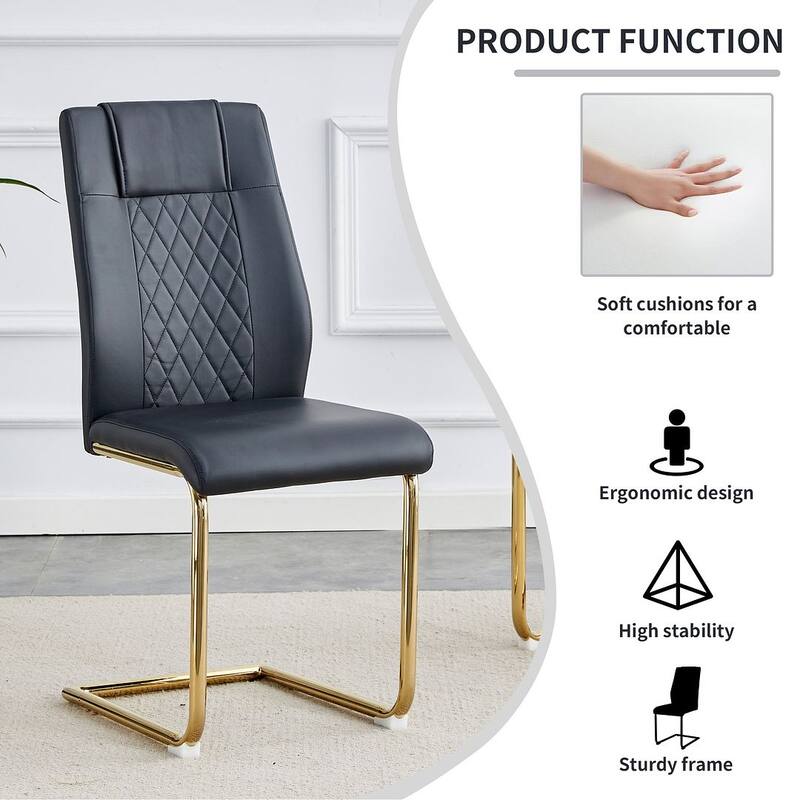 PU Leather Upholstered Dining Chair with Metal Feet