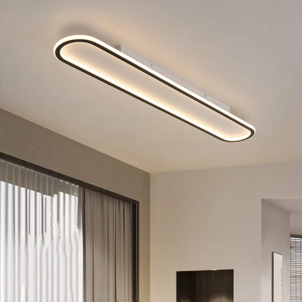 Contemporary Linear Oval LED Semi Flush Mount - 39in 3000K