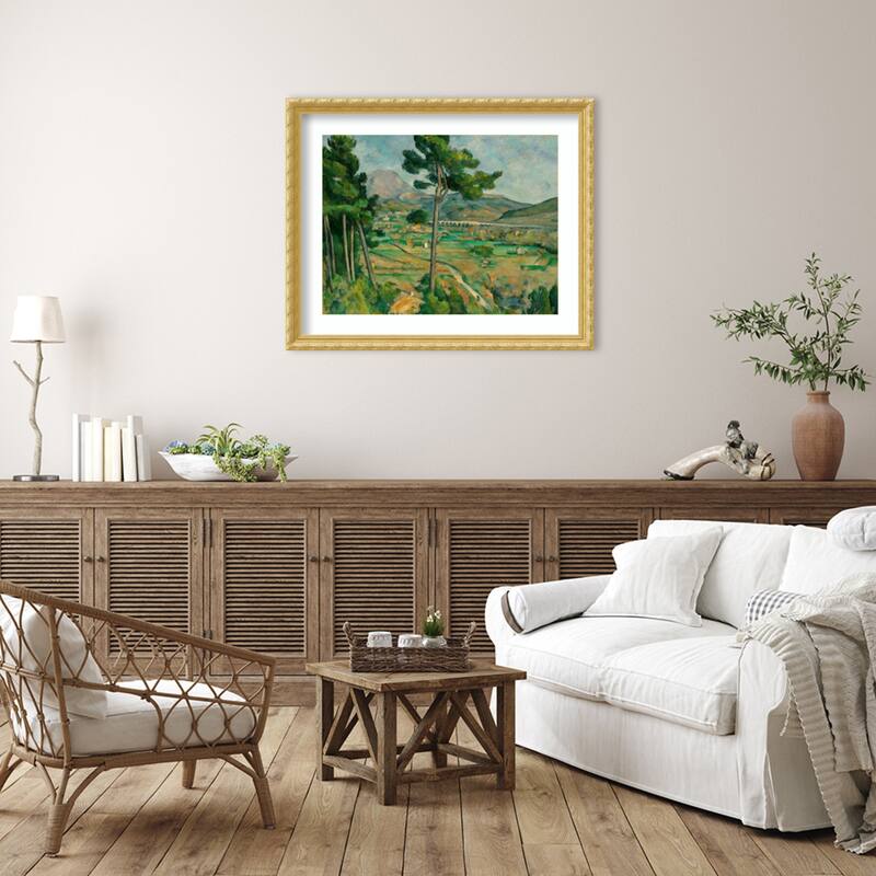 Mont Sainte Victoire by Paul Cezanne Wood Framed Wall Art Print - Versailles Gold