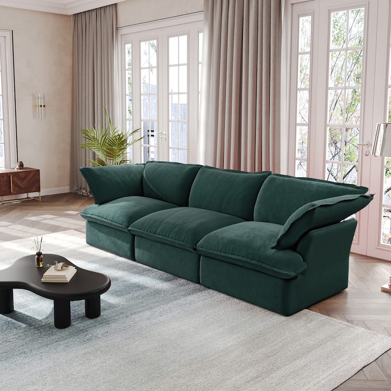 Modular Sectional Sofa Couch, 122.82" Velvet 3 Seater Sofa