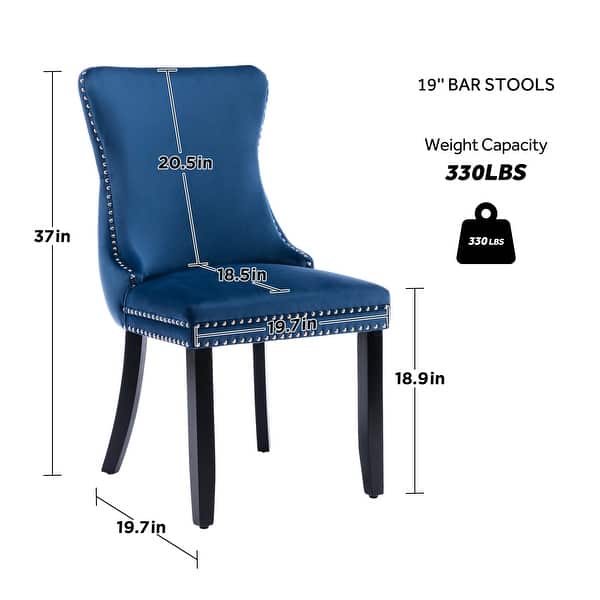 dimension image slide 2 of 6, KATA Velvet Upholstered Wingback Dining Chairs Set of 2